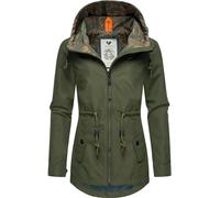 Ragwear wasserdichte Damen Übergangsjacke leichte Regenjacke Kurzmantel mit Kapuze Monadis Intl Dark Olive24 Gr. L