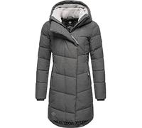 Ragwear Damen Wintermantel Warmer Steppmantel lang mit Kapuze Pavla Intl Grey22 Gr. M
