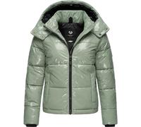 Ragwear Shiny Damen Winterjacke warm aus glänzendem Material mit (Abnehmbarer) Kapuze Roobie YOUMODO Dusty Green Gr. 3XL