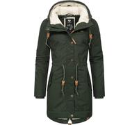 Ragwear Damen langer Mantel warme Winterjacke mit Kapuze YM-Canny Dark Olive22 Gr. L