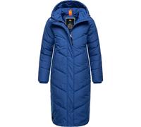 Ragwear Damen Winterjacke langer Regenmantel Steppmantel wasserdicht warm gefüttert mit Kapuze Suminka Blue Gr. XL