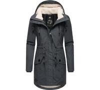 Ragwear Damen Mantel Lange warme Winterjacke mit Teddyfell-Kapuze Elsie Intl Dark Grey24 Gr. XL