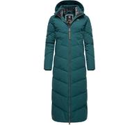 Ragwear Damen Wintermantel Warmer wasserdichter Steppmantel lang mit Abnehmbarer Kapuze Rebelka Extralong Dark Green Gr. L