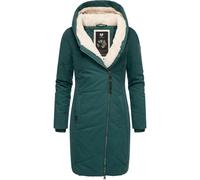 Ragwear Damen Wintermantel Warmer Steppmantel lang mit Kapuze Gordon Long Dark Green24 Gr. S
