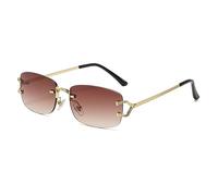 MUTYNE Rahmenlose Damen-Sonnenbrille aus Metall für Herren, Blau, Gold, randlos, braun, Sonnenbrille für Damen, modische Schattierungen, schneidende Brillen, C01, Einheitsgröße
