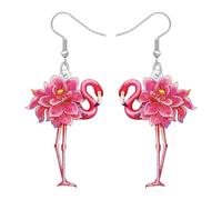 RAIDIN Acryl Heißen Rosa Niedlichen Flamingo Ohrringe Tropische Vögel Tiere Neuheit Baumeln Schmuck Für Damen Mädchen Vogel Liebhaber Hawaii Charms Geschenke (Heißes Rosa)