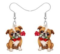 RAIDIN Acryl kreative Valentinstag baumeln Ohrringe Geschenke für Damen Mädchen Kinder süße Hund Hündchen Schmuck für Haustiere Liebhaber Geburtstag Party (Bulldoggen)