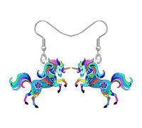 RAIDIN Acryl süße Einhorn Baumeln Tropfen Ohrringe für Damen Mädchen Kinder Anime Pferd Schmuck Geschenke für Tierliebhaber Party Charms (Blau)