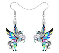 RAIDIN Acryl süße Einhorn Baumeln Tropfen Ohrringe für Damen Mädchen Kinder Anime Pferd Schmuck Geschenke für Tierliebhaber Party Charms (Grau)