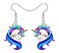 RAIDIN Acryl süße Einhorn Baumeln Tropfen Ohrringe für Damen Mädchen Kinder Anime Pferd Schmuck Geschenke für Tierliebhaber Party Charms (Marineblau)