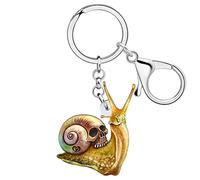 RAIDIN Acryl süße Tier Schnecke Fuchs Eichhörnchen Giraffe Schlüsselanhänger für Damen Schlüsselring Schmuck Geschenke für Auto Handtasche Schlüssel (Schnecke Schädel)
