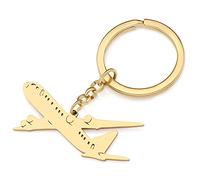 RAIDIN Edelstahl 18k Gold Silber Plattiert Schlüsselanhänger Flugzeug Schlüsselring für Männer oder Damen Mädchen Auto Handtasche Schlüssel Zubehör (Gold-106)