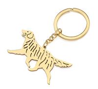 RAIDIN Edelstahl 18K Gold Silber Plattiert Süße Schlüsselanhänger Hund Schlüsselring für Damen Mädchen Geschenke Auto Geldbeutel Schlüssel Zubehör (Gold-161 Golden Retriever)