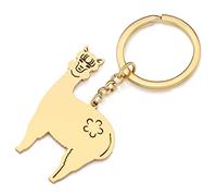 RAIDIN Edelstahl Gold Silber Plattiert Süße Tier Schlüsselanhänger Schlüsselring Geschenke für Damen Mädchen Auto Handtasche Schlüssel Charms Zubehör (Gold-084 Alpaka)