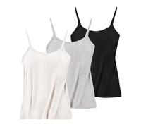 Raijian Unterhemd Damen Crop Tank Top mit Integriertem BH, 3er Pack Spaghetti Top Modal Mädchen Cami Crop Tops mit Spaghetti Träger Basic Camilose Top für Damen/Mädchen 88-150lb