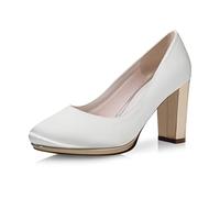Rainbow Club Brautschuhe Clair - Damen, Pumps, Plateau, Ivory/Creme, Satin, Bequem Gepolstert, Hochzeitsschuhe, Rose/Gold Blockabsatz Gr. 38 (UK 5)