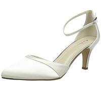 Rainbow Club Brautschuhe Harper - Pumps, Knöchelriemchen, Schlicht, Ivory/Creme Satin, Größe 40,5 (UK 7,5), Bequem, Hochzeitsschuhe, Stiletto, Pfennigabsatz, Damen, Kompfort Bliss