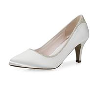 Rainbow Club Brautschuhe Jara - Damen, Pumps, Ivory/Creme, Satin, Glitzer, Bequem gepolstert, Trichterabsatz, Gr. 39 (UK 6)