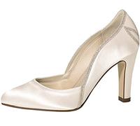 Rainbow Club Brautschuhe Kourtney - Damen Pumps gepolstert, Glitzer, Ivory/Creme, Satin - Gr. 37 (UK 4)