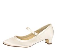 Rainbow Club Brautschuhe Larissa - Pumps Ivory Satin - Blockabsatz - Gr 39.5 EU 6.5 UK