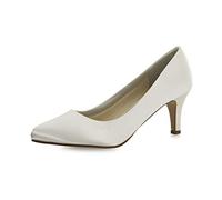 Rainbow Club Brautschuhe Lottie - Damen Pumps gepolstert, Ivory/Creme, Satin - Gr. 39 (UK 6)