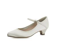 Rainbow Club Brautschuhe Marsha - Damen Pumps gepolstert, flach, Glitzer, Ivory/Creme, Satin - Gr. 41.5 (UK 8.5)