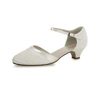 Rainbow Club Brautschuhe Mickie - Damen Pumps gepolstert, Ivory/Creme, Satin - Gr. 38 (UK 5)
