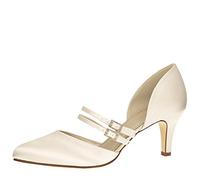 Rainbow Club Brautschuhe Misty - Pumps Ivory Satin - Tanzschuhe mit Riemchen - Gr 39 EU 6 UK