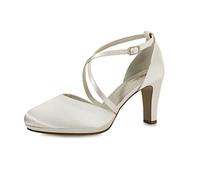 Rainbow Club Brautschuhe Olaila - Damen,Two Peace Pumps, Ivory/Creme, Satin, Schlicht, Bequem gepolstert, Riemchen Gr. 38.5 (UK 5.5)