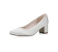 Rainbow Club Brautschuhe Wendie - Damen Pumps, Ivory/Creme, Satin, Bequem Gepolstert, Hochzeitsschuhe, Blockabsatz - Gr 37 EU (4 UK)