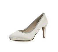 Rainbow Club Brautschuhe Yanna - Damen Pumps, Bequem Gepolstert, Ivory/Creme, Satin, Glitzer-Rand, Hochzeitsschuhe - Gr 39 EU (6 UK)