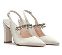 Rainbow Club Glitzernde Slingback-Hochzeitsschuhe, Spitze Zehenpartie, Blockabsatz, Größe 4 Elfenbein, elfenbeinfarben, 37 EU
