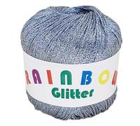 Rainbow Glitter - Glitzer-Bändchengarn auf 25 Gramm Knäuel in der Farbe Eisblau