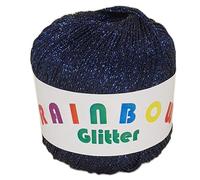 Rainbow Glitter - Glitzer-Bändchengarn auf 25 Gramm Knäuel in der Farbe Marine