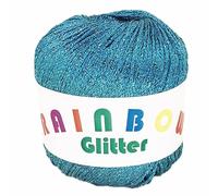 Rainbow Glitter - Glitzer-Bändchengarn auf 25 Gramm Knäuel in der Farbe Türkis