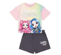 Rainbow High Multi-Pyjama-Set für Mädchen, T-Shirt und Shorts, farbenfrohes Fashionista-Design für aufstrebende Modestars, mehrfarbig, 4-5 Jahre