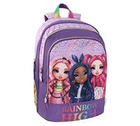 RAINBOW HIGH - Rucksack für Mittelschule, Grundschule, Kinder und Jugendliche, mit gepolstertem und verstärktem Rücken, verstellbaren Schultergurten und Hauptfach + Fronttasche mit Reißverschluss, 32