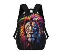 Rainbow Lion Modischer, Lässiger Kinderrucksack, 3D-gedruckter Schulrucksack Für Jungen, Großer Rucksack 17inch