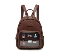 RAINBOW SMILE Kawaii Ita Bag Rucksack mit Sichtfenster, für Anime-Anstecknadeln, Braun, Medium, Benutzerdefiniert
