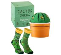 Rainbow Socks - Cactus Box Socks - Ein Kaktus in Einem Blumentopf - Damen Herren Grüne Kaktussocken - 1 Paar - Größen 36-40