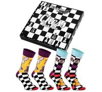 Rainbow Socks - Chess Socks Box - Ein Geschenk Für Einen Schachfan, Schachspieler - 2 Paar - Schachbrett Und Schachfiguren - Größe 41-46