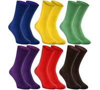 Rainbow Socks - Damen Herren Antibakterielle Diabetiker Socken Ohne Gummibund - 6 Paar - Chaber Gelb Grün Violett Rot Braun - Größen 39-41