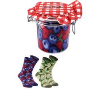 Rainbow Socks - Damen Herren - Blaubeeren und Birnen Socken im Glas - Geschenk Idee - 2 Paar - Größen 41-46