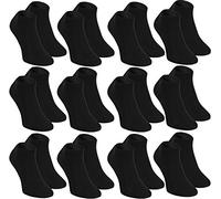 Rainbow Socks - Damen Herren Bunte Sneaker Bambus Socken - 12 Paar - Schwarz - Größen 39-41