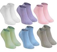 Rainbow Socks - Damen Herren Bunte Sneaker Bambus Socken - 6 Paar - Weiß Violett Rosa Pistazie Blau Beige - Größen 39-41