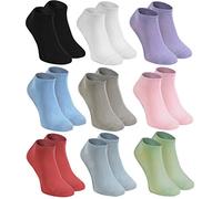 Rainbow Socks - Damen Herren Bunte Sneaker Bambus Socken - 9 Paar - Weiß Schwarz Violett Rosa Pistazie Blau Beige Himbeere - Größen 39-41