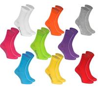 Rainbow Socks - Damen Herren Klassische Bunte Baumwolle Socken - 9 Paar - Weiß Lila Grau Orange Rot Gelb Grün - Größen 39-41