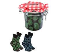 Rainbow Socks - Damen Herren - Oliven Socken im Glas - Geschenk Idee - 2 Paar - Grüne Oliven Schwarze Oliven - Größen 36-40