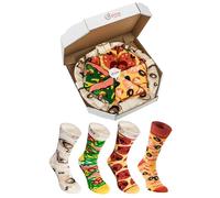 Rainbow Socks - Damen Herren - Pizza Socken Box Meeresfrüchte Pepperoni Italienische - 4 Paar - Größen 36-40