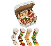 Rainbow Socks - Damen Herren Pizza Socks Box Mix Italienische Hawaii Pepperoni - 4 Paar - Gr.- EU 36-40/ Small